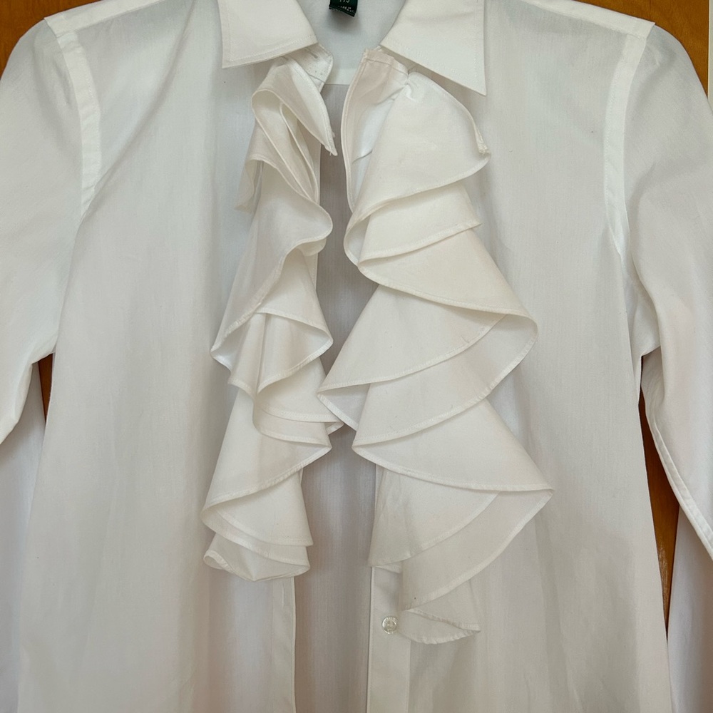 Lauren by Ralph Lauren Sz Small white ruffle top - Picture 3 of 3